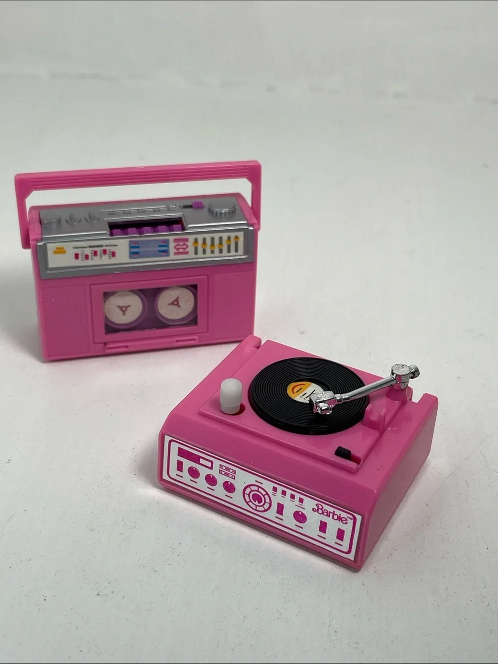Barbie doll Action Accents Boombox Cassette Wind Up Toy 1980s pink Vintage Works
